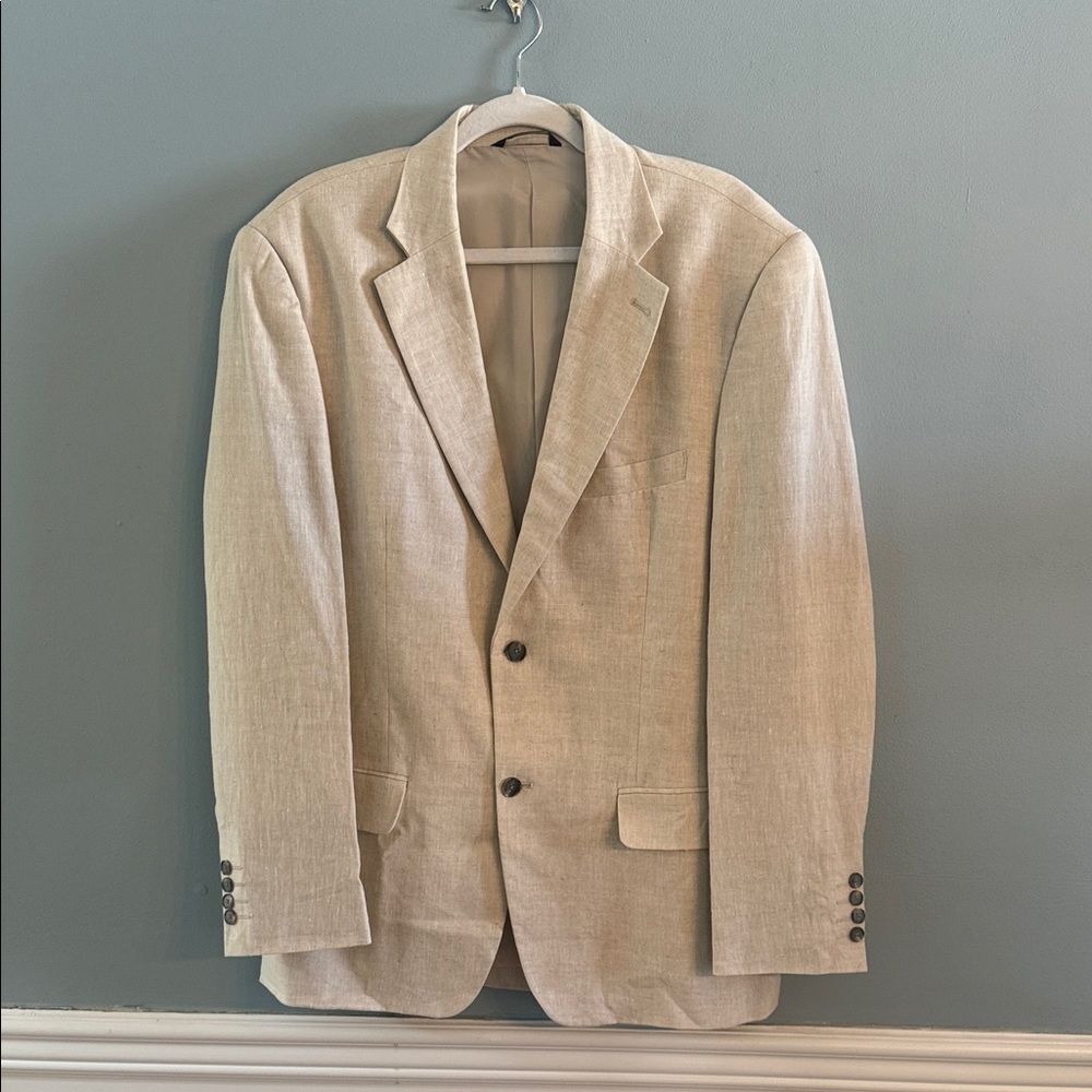 Tasso Elba Men’s Large 42-44 NEW 100% cream Linen blazer
